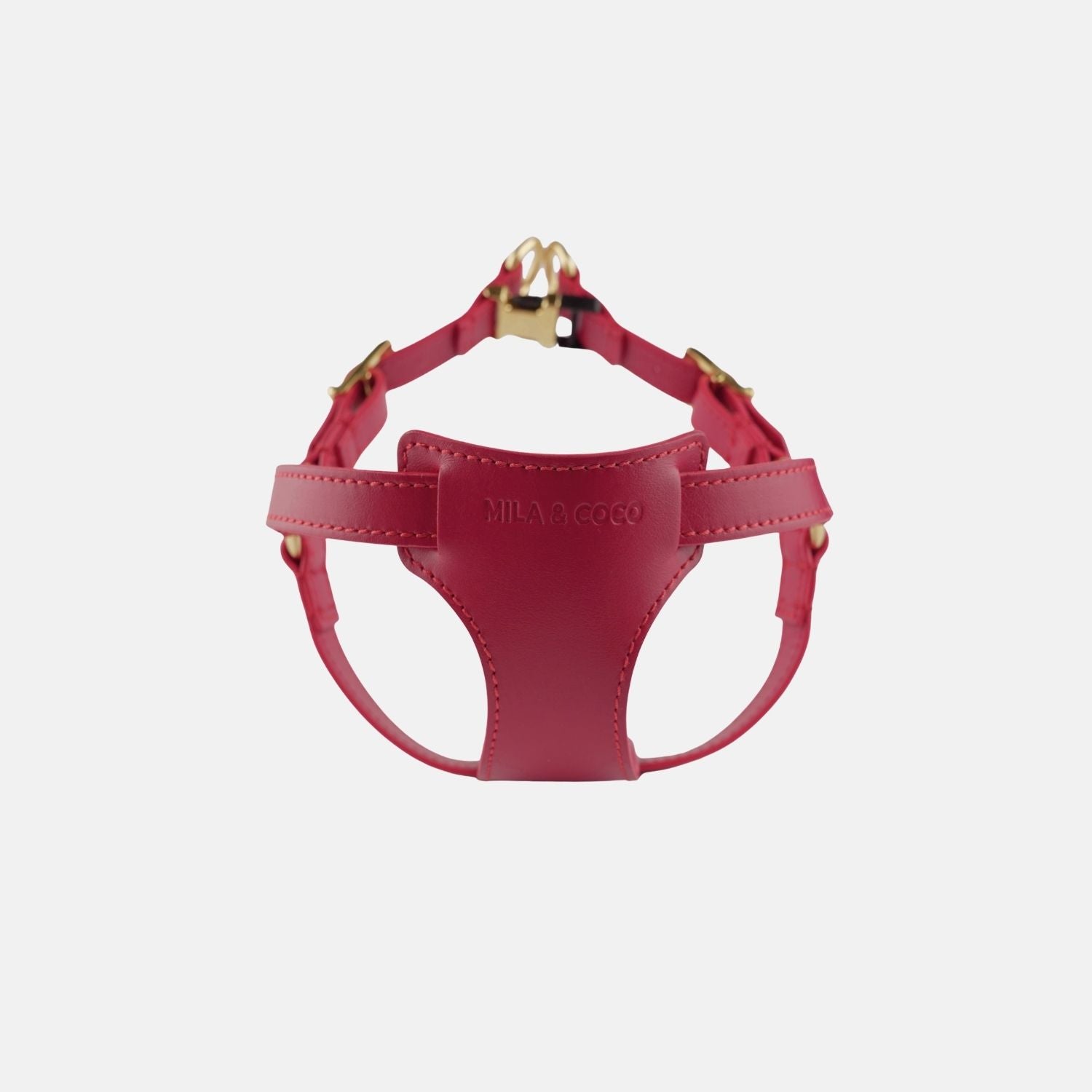 Italian Leather Harness - Burgundy & Gold