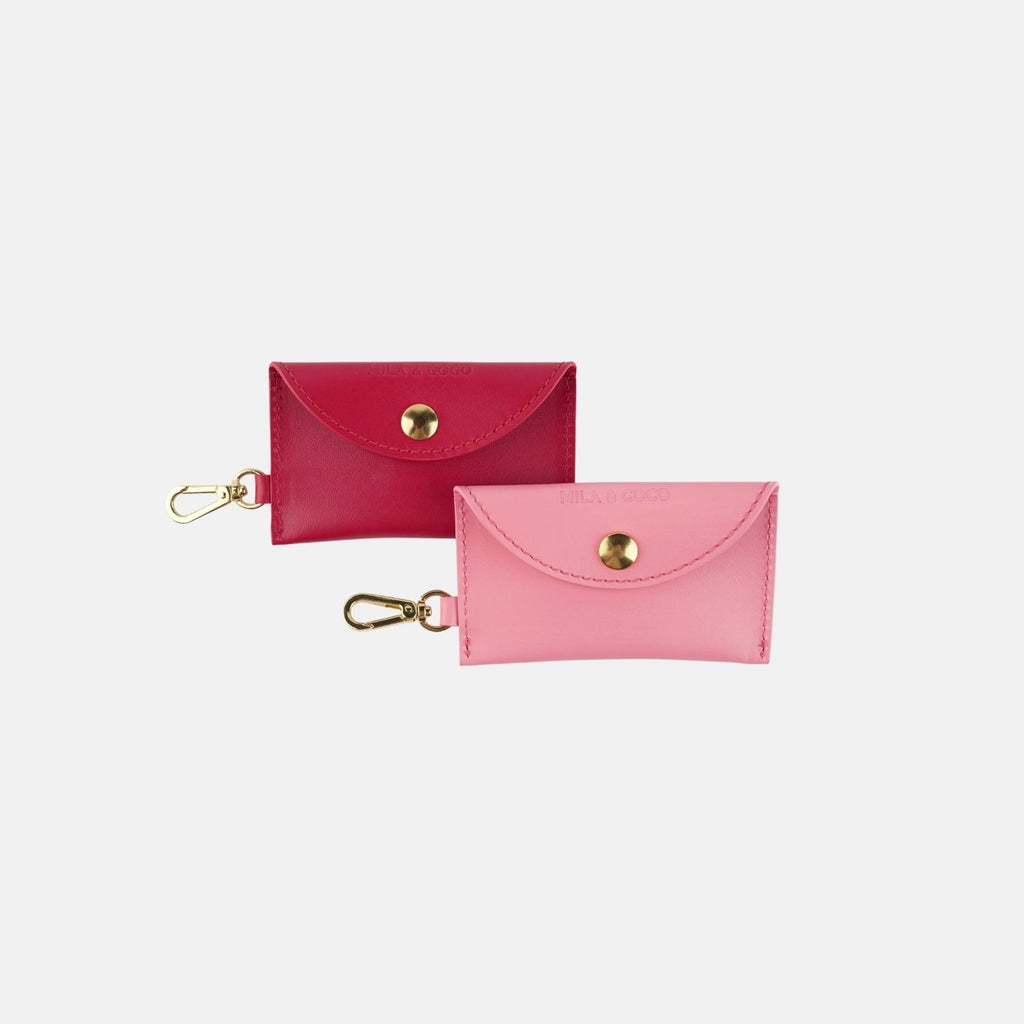 Mila & Coco - Pink Leather Poop Bag Holder