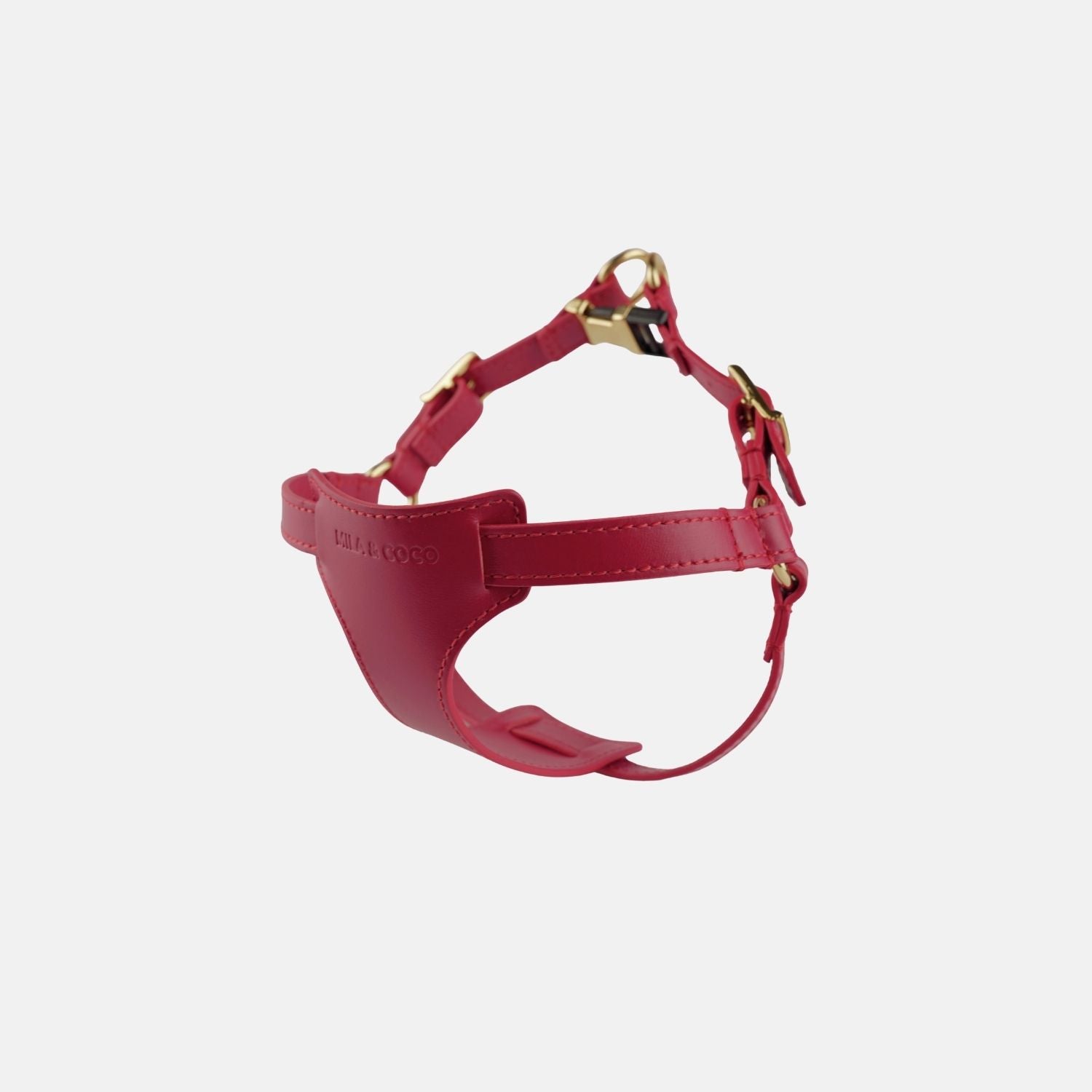 Italian Leather Harness - Burgundy & Gold